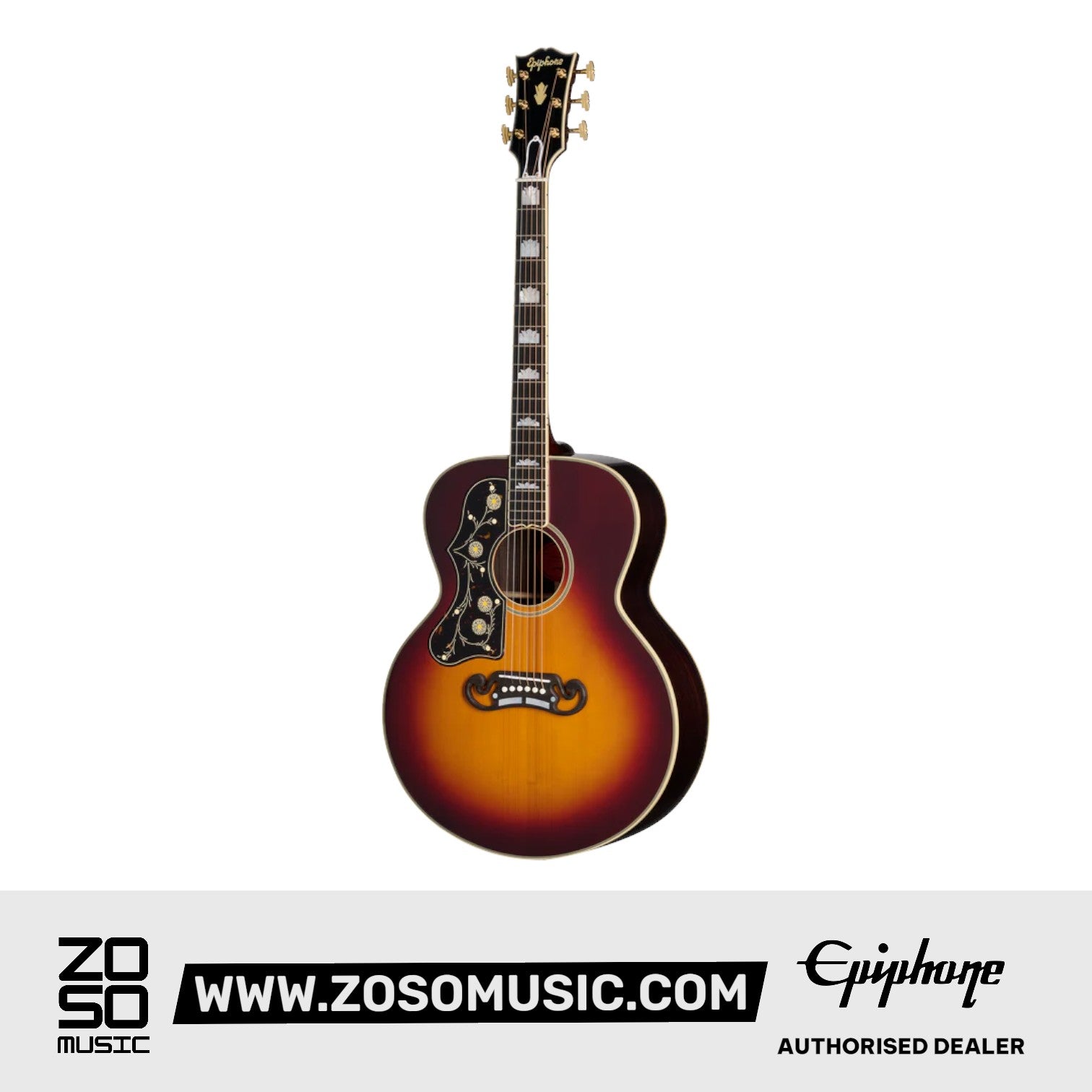 Epiphone ECPW200VSGH1 Pre-War SJ-200 Rosewood Reissue Acoustic-Electric Guitar - Vintage Sunburst