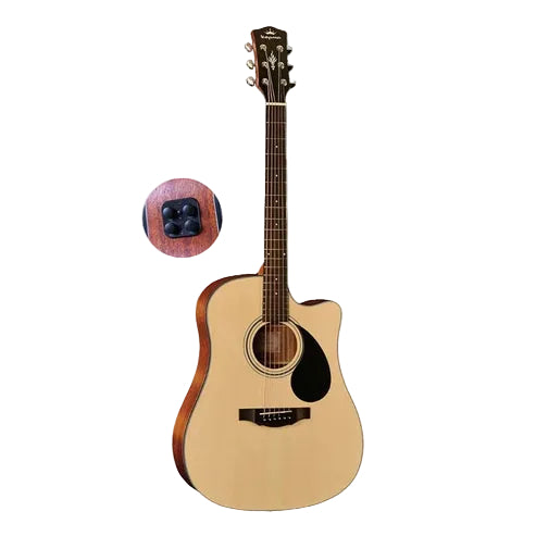 KEPMA EDC 41 inch Dreadnought Semi Acoustic Guitar w AcoustiFex® K-10 Pickup, Spruce Top, Side & Back Mahogany, EDC-K10