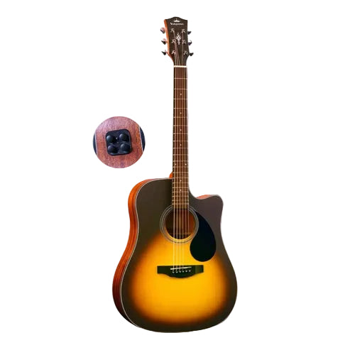 KEPMA EDC 41 inch Dreadnought Semi Acoustic Guitar w AcoustiFex® K-10 Pickup, Spruce Top, Side & Back Mahogany, EDC-K10
