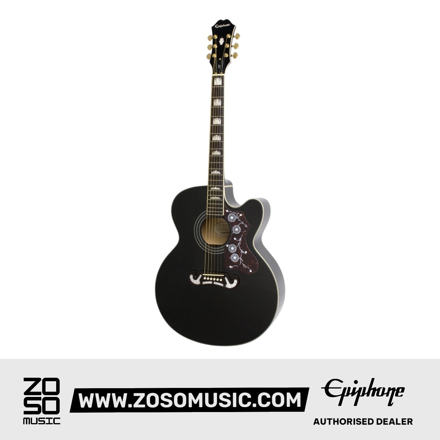 Epiphone EEJ2BKGH1 J-200 EC Studio Acoustic Electric Guitar Black |  EPIPHONE |  ACOUSTIC GUITAR |  Zoso Music