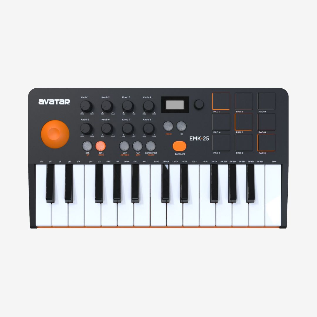Avatar EMK-25, 25 Keys MIDI Compact Keyboard Controller |  AVATAR |  DRUM-ELECTRONIC |  Zoso Music