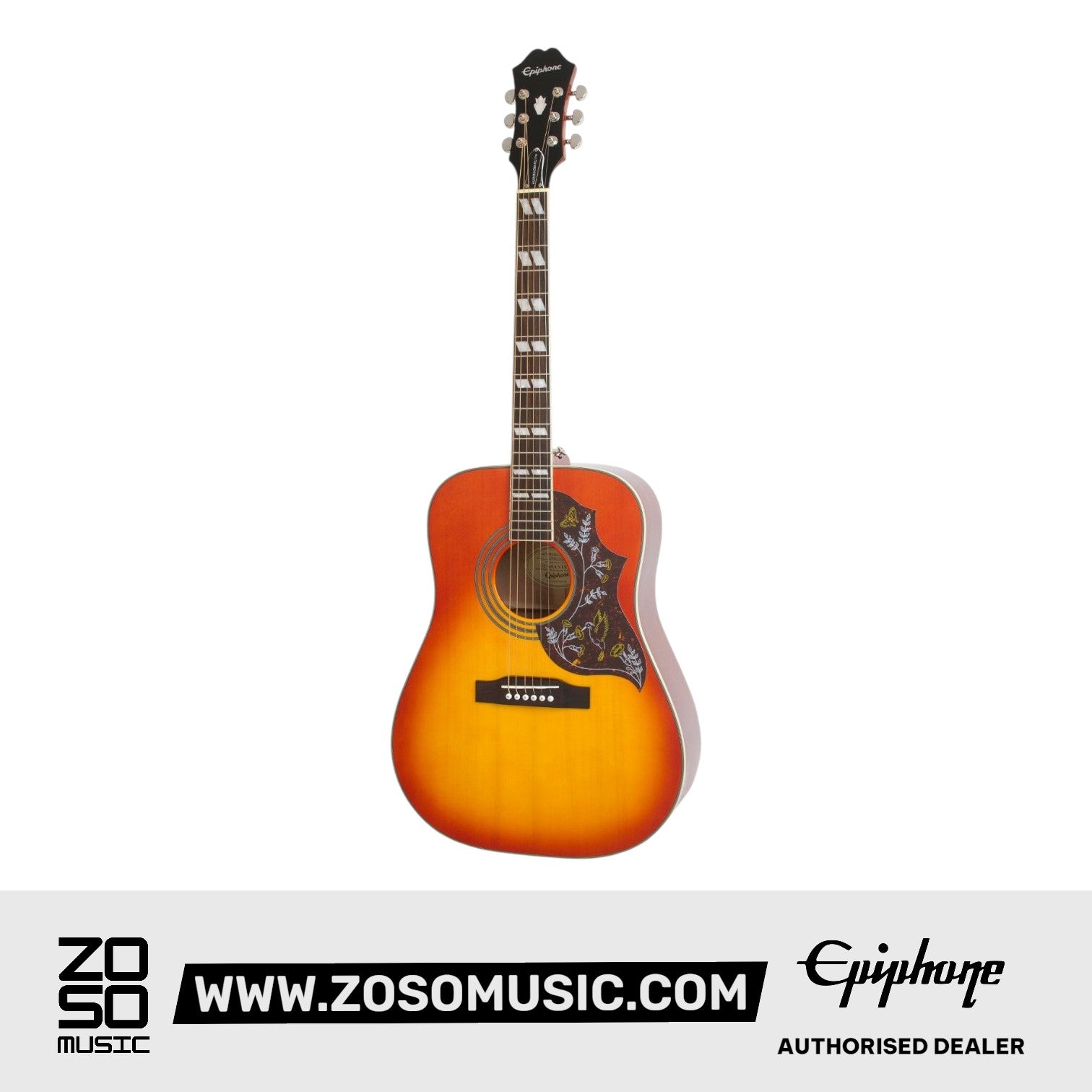 EPIPHONE HUMMINGBIRD PRO, ACOUSTIC/ELECTRIC GUITAR, FADED CHERRY SUNBURST | EPIPHONE , Zoso Music