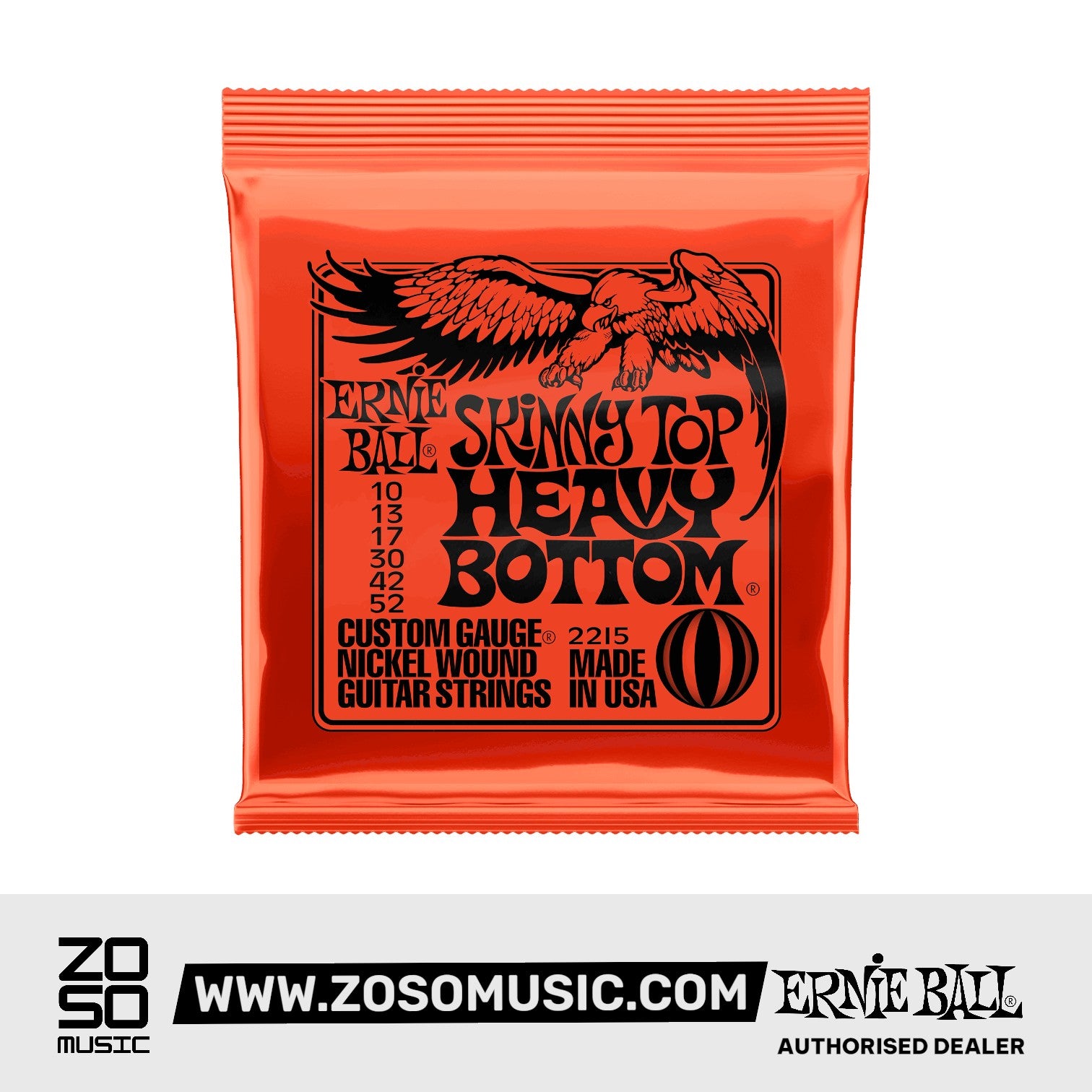Ernie Ball Skinny Top Heavy Bottom Slinky Nickel Wound Electric Guitar Strings, 10-52 | Zoso Music Sdn Bhd