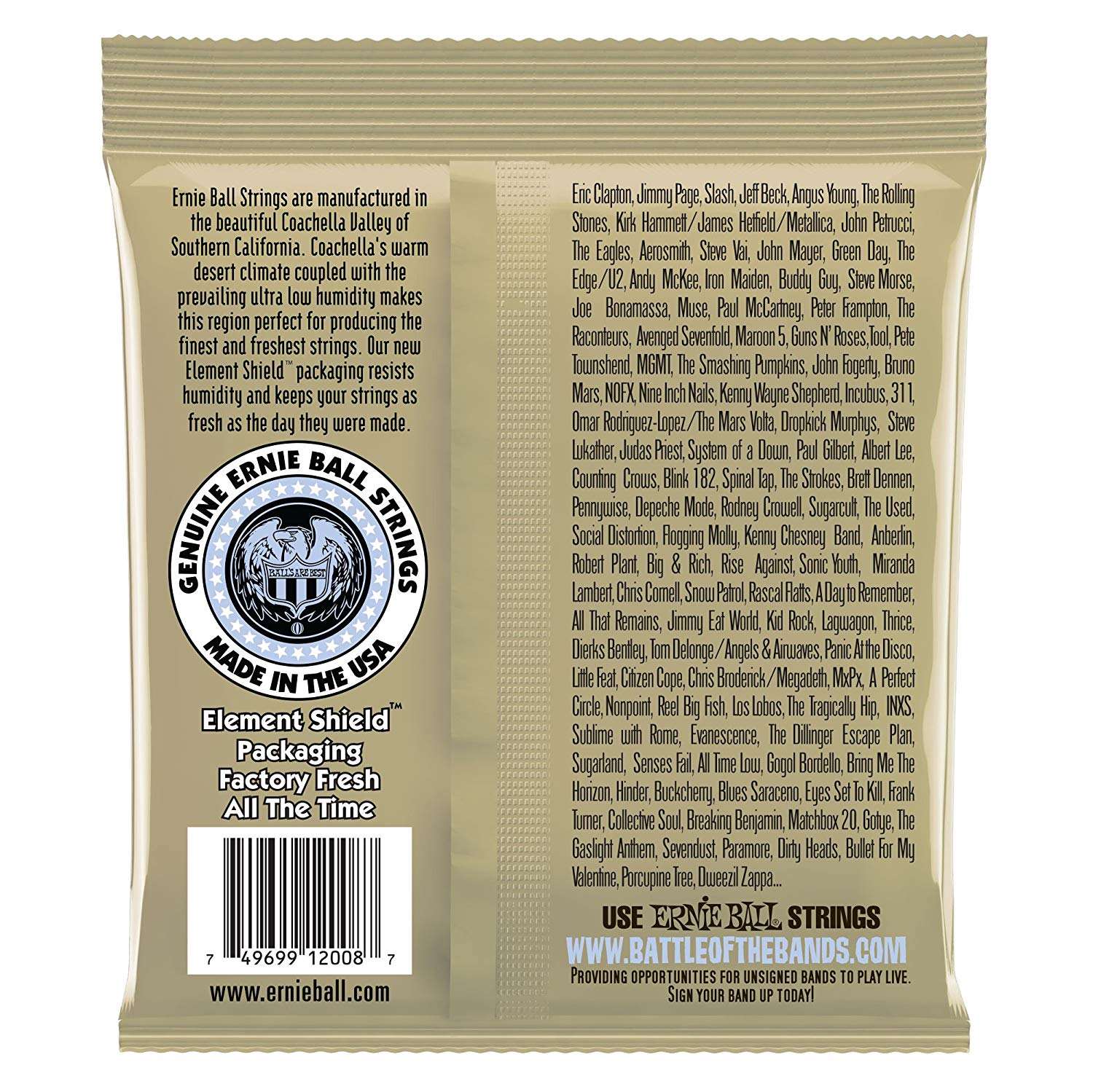 ERNIE BALL 2008 EARTHWOOD ROCK AND BLUES 80-20 BRONZE ACOUSTIC SET WITH PLAIN G, .010 - .052 | ERNIE BALL , Zoso Music