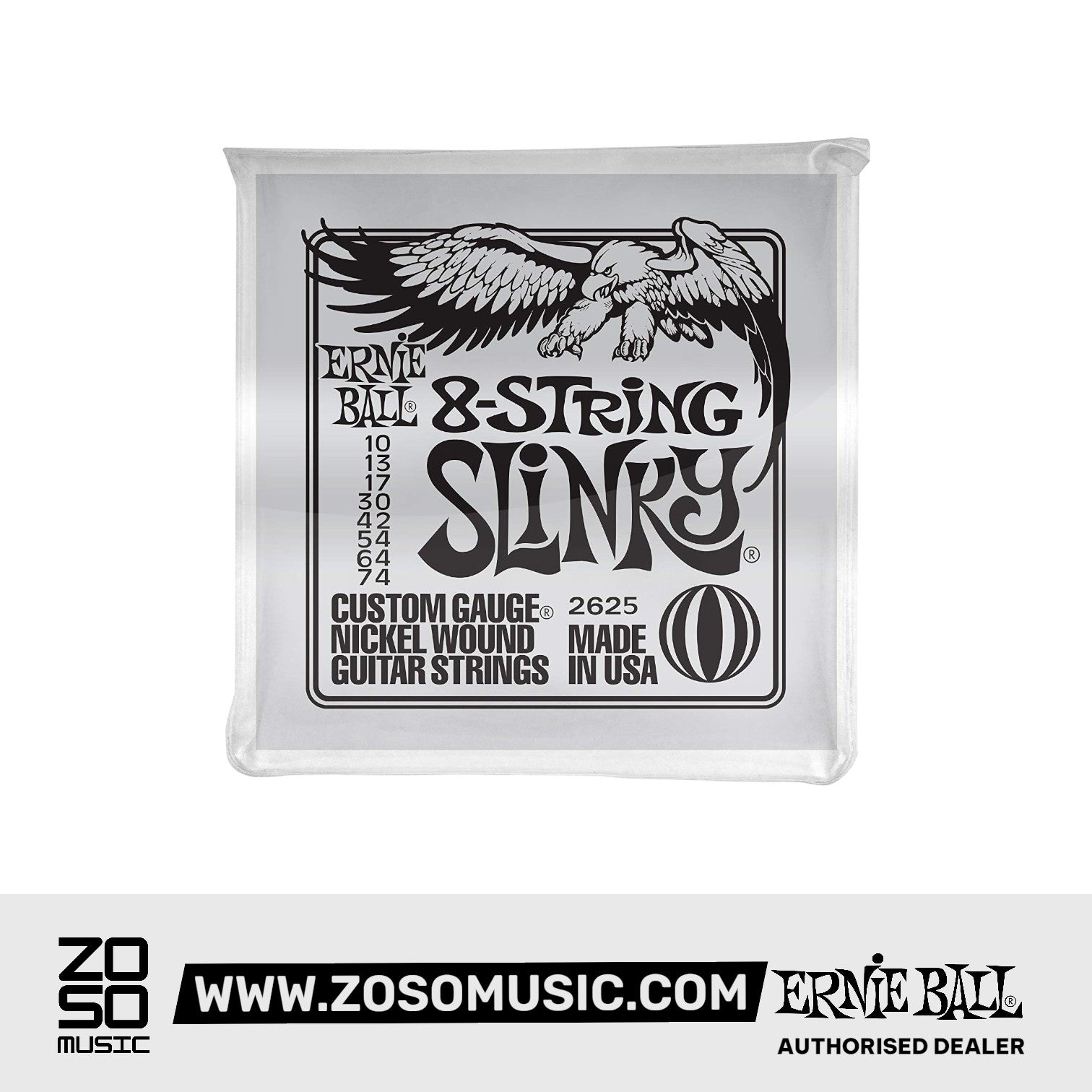 ERNIE BALL 2625 8-STRING SLINKY NICKEL WOUND SET.010 - .074 | ERNIE BALL , Zoso Music