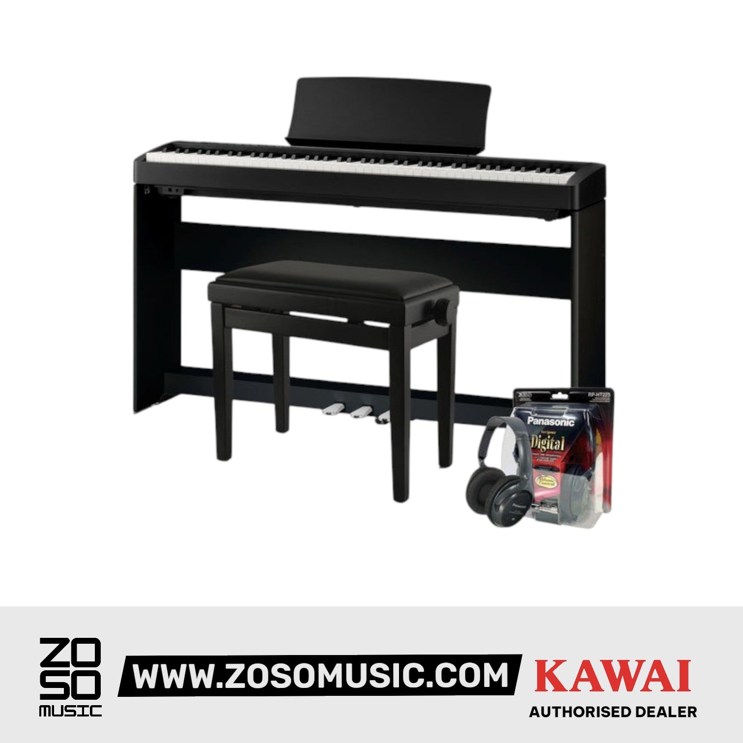 Kawai ES-120 88-key Digital Piano Set - Black |  KAWAI |  PIANO-DIGITAL |  Zoso Music