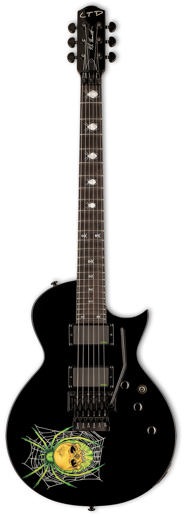 ESP LTD Kirk Hammett 30th Anniversary Left-handed Electric Guitar - Black w/Spider Graphic Zoso Music
