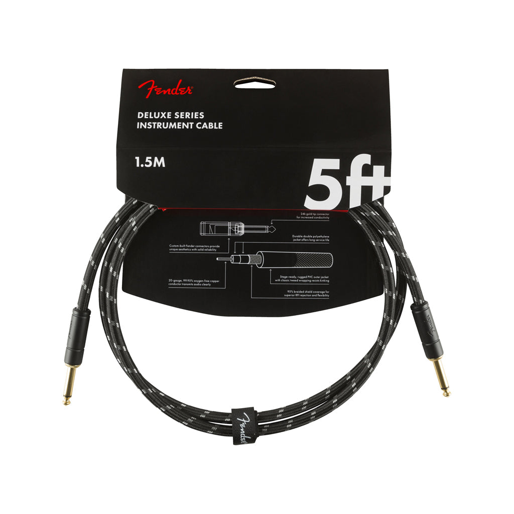 Fender Deluxe Series Instrument Cable, 5ft, Black Tweed | Zoso Music Sdn Bhd