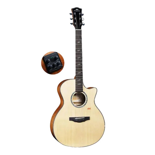 Kepma F2 Solid Sitka Spruce Top Grand Auditorium Acoustic Guitar, S1 Pro Resonance Pickup with Effect