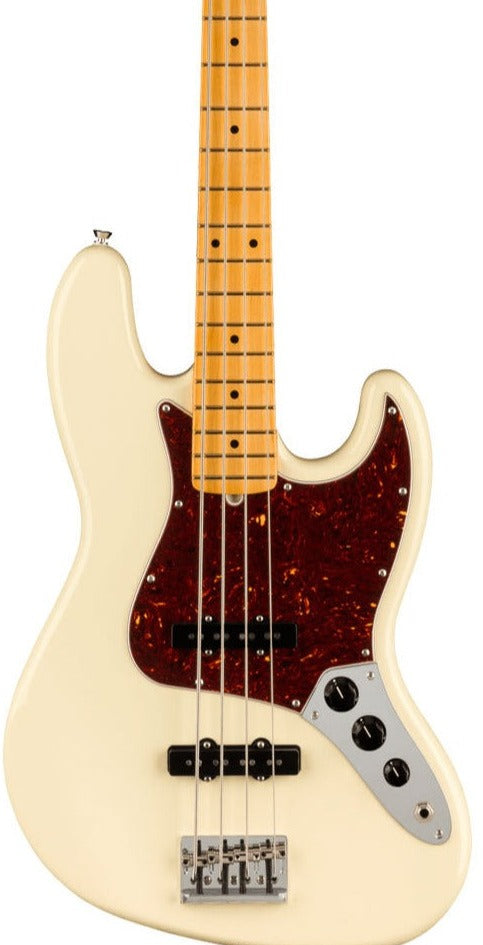Fender American Professional II Jazz Bass Electric Guitar, Maple FB, Olympic White
