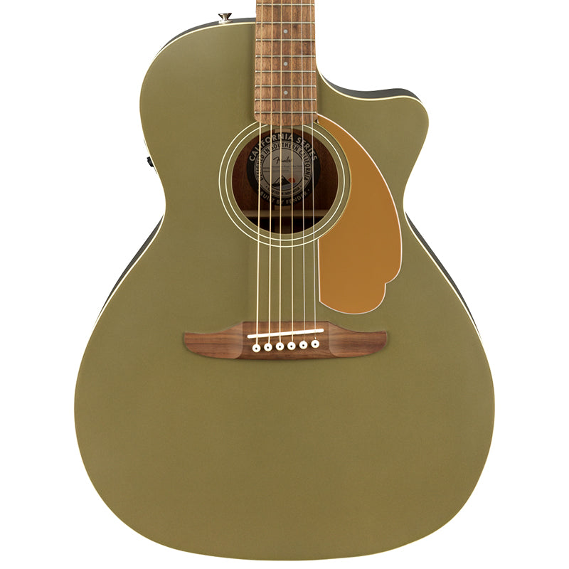 Fender California Newporter Player Medium-Sized Acoustic Guitar, Walnut FB, Olive Satin