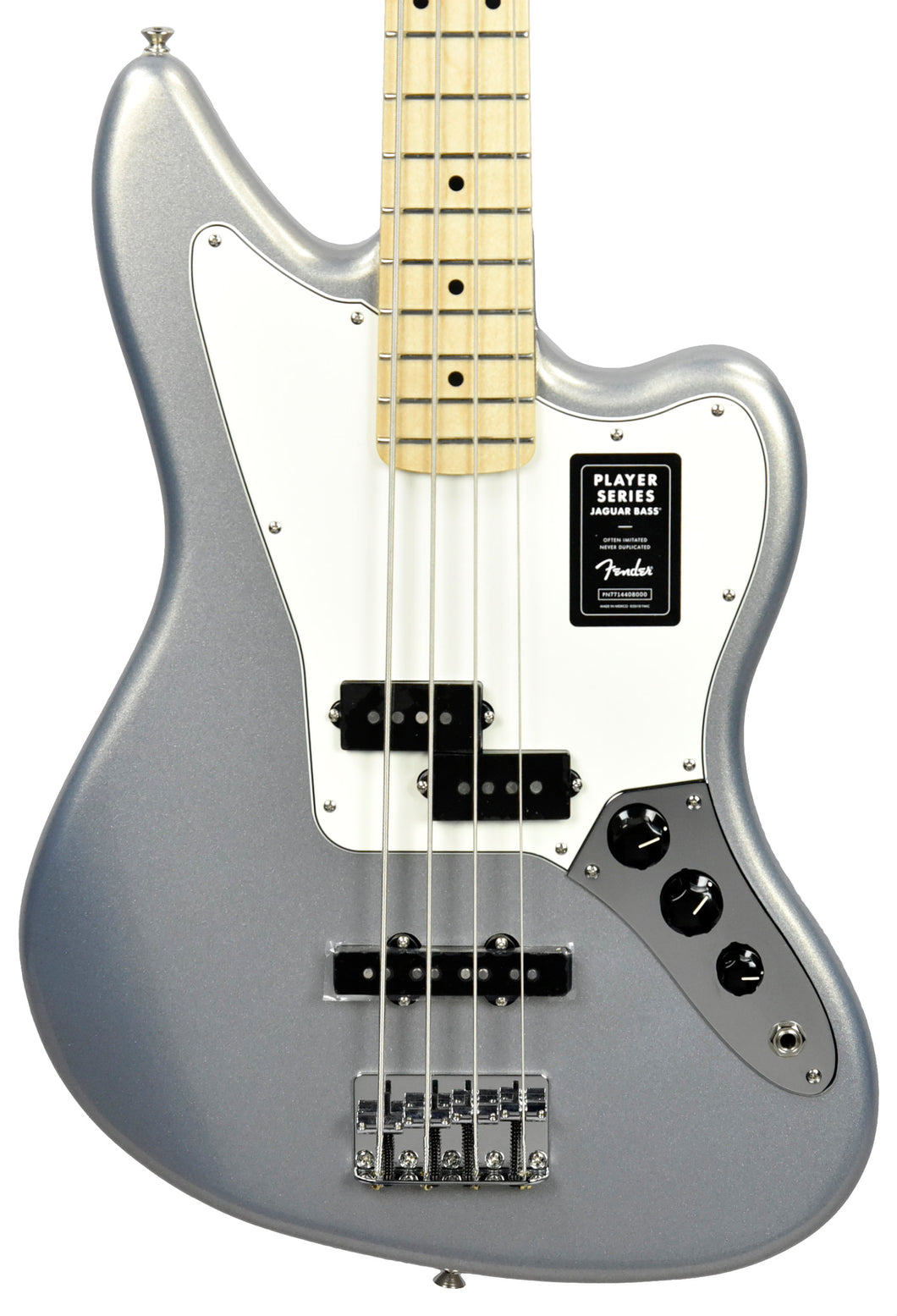 Fender Player Jaguar Bass Guitar, Maple FB, Silver