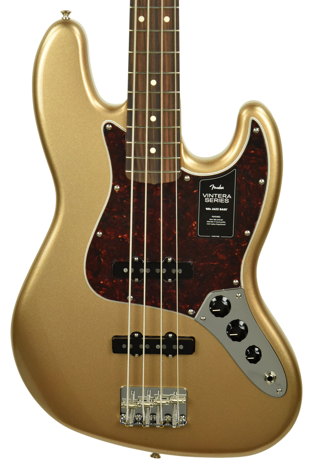 Fender Vintera 60s Jazz Bass Guitar, Pau Ferro FB, Firemist Gold