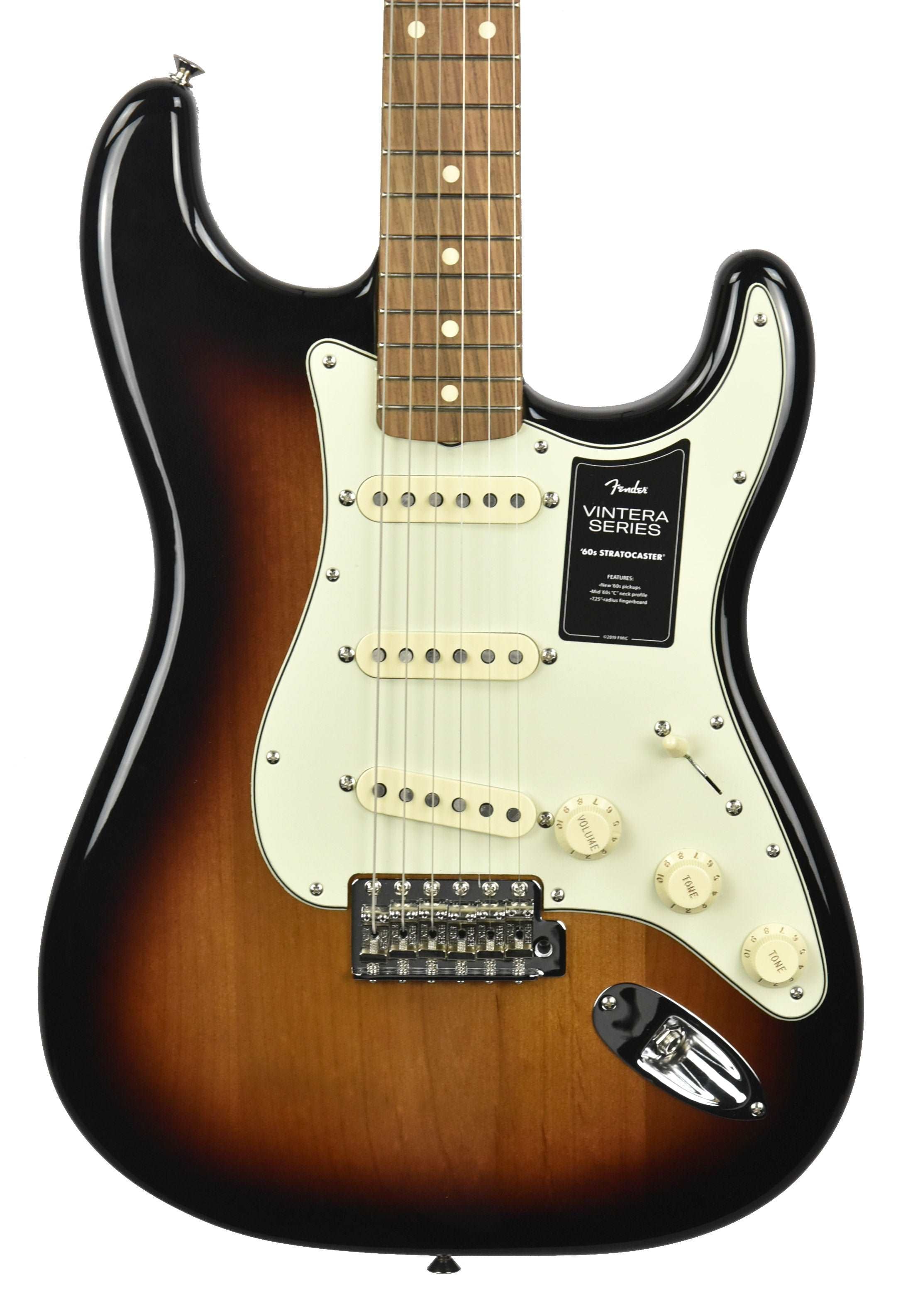 Fender Vintera 60s Stratocaster Electric Guitar, Pau Ferro FB, 3-Tone Sunburst