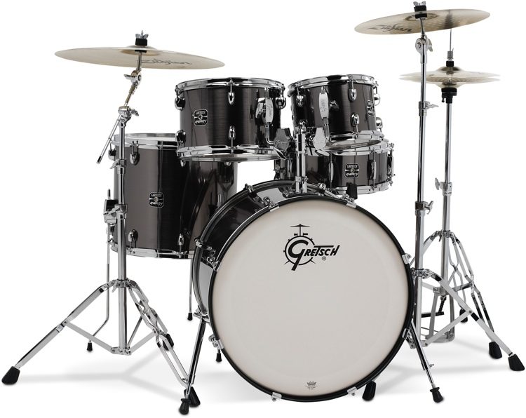 Gretsch RN2-E825-PB Renown Maple 5-Piece Drum Shell Kit Set (22inch Bass), Piano Black