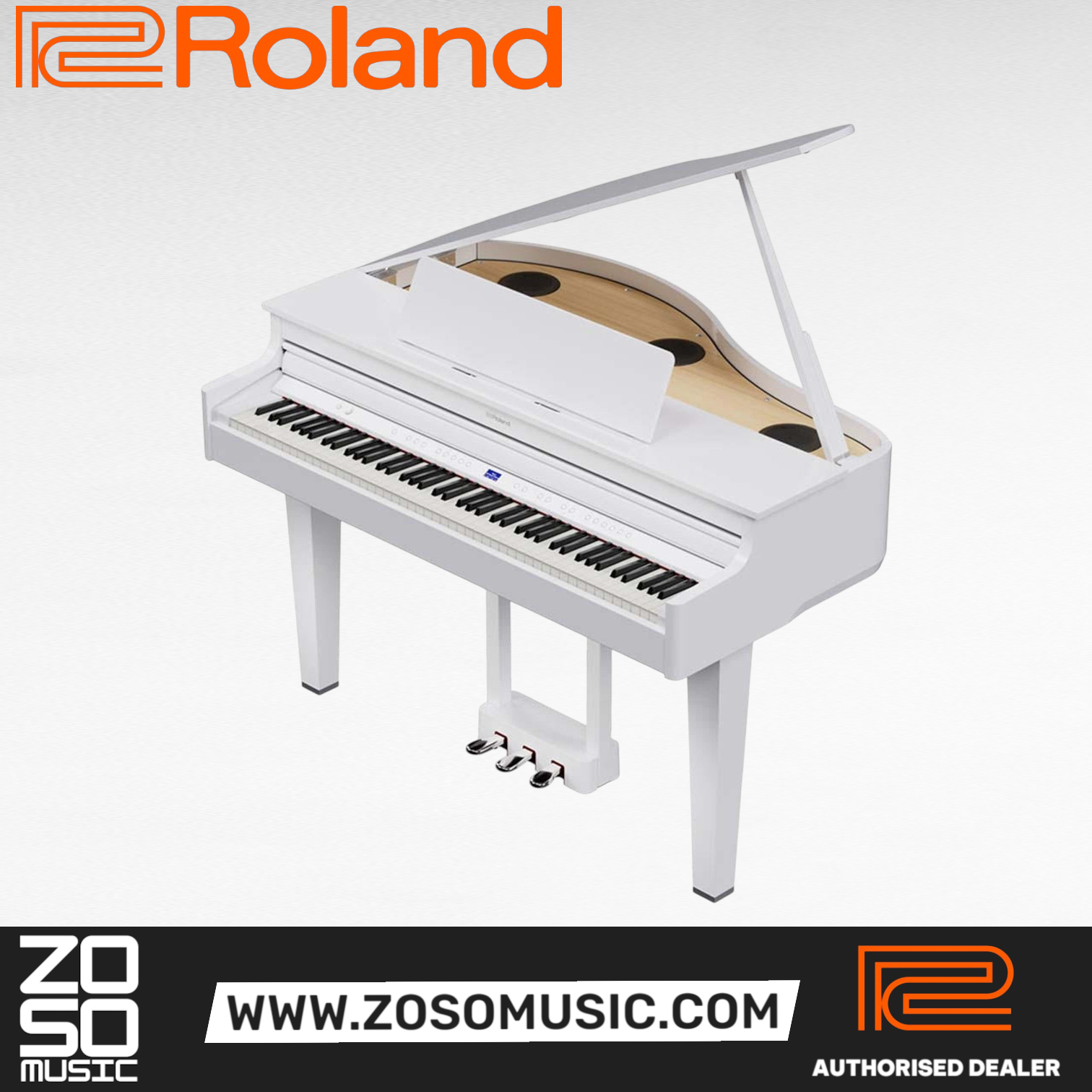 Roland GP-6 Digital Baby Grand Piano with Bench - Polished White |  ROLAND |  PIANO-GRAND |  Zoso Music