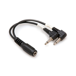 Hosa YMM-492 Air Travel Headphone Adaptor, 3.5 mm TRSF to Dual Right-angle 3.5 mm TS |  HOSA |  CABLES |  Zoso Music