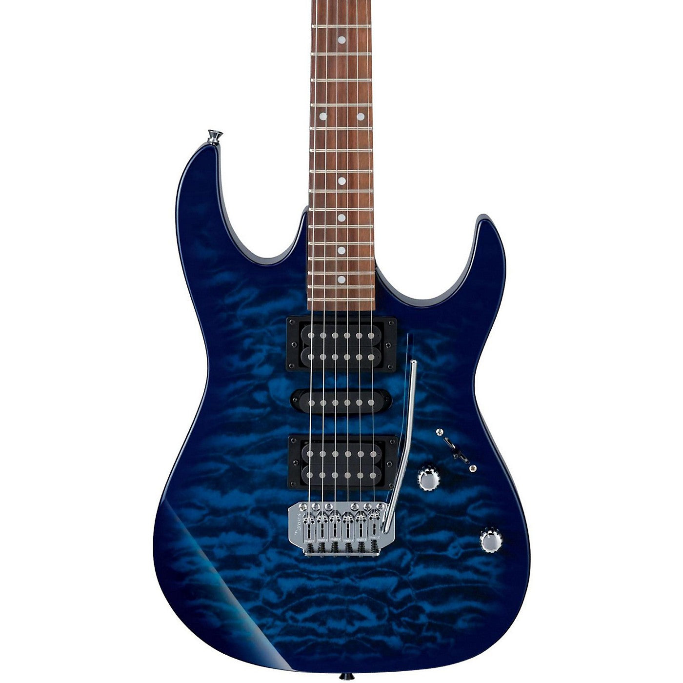 Ibanez Gio GRX70QA Humbucker Electric Guitar with HSH Pickup - Transparent Blue Burst | Zoso Music Sdn Bhd