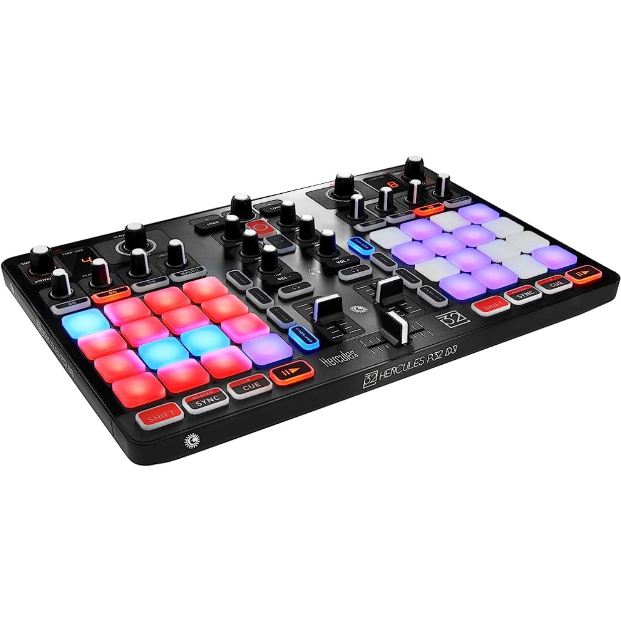 Hercules P32 DJ Compact USB DJ controller,32 high-performance touch pads, & Full DJ Software DJUCED included, Serato DJ Compatible