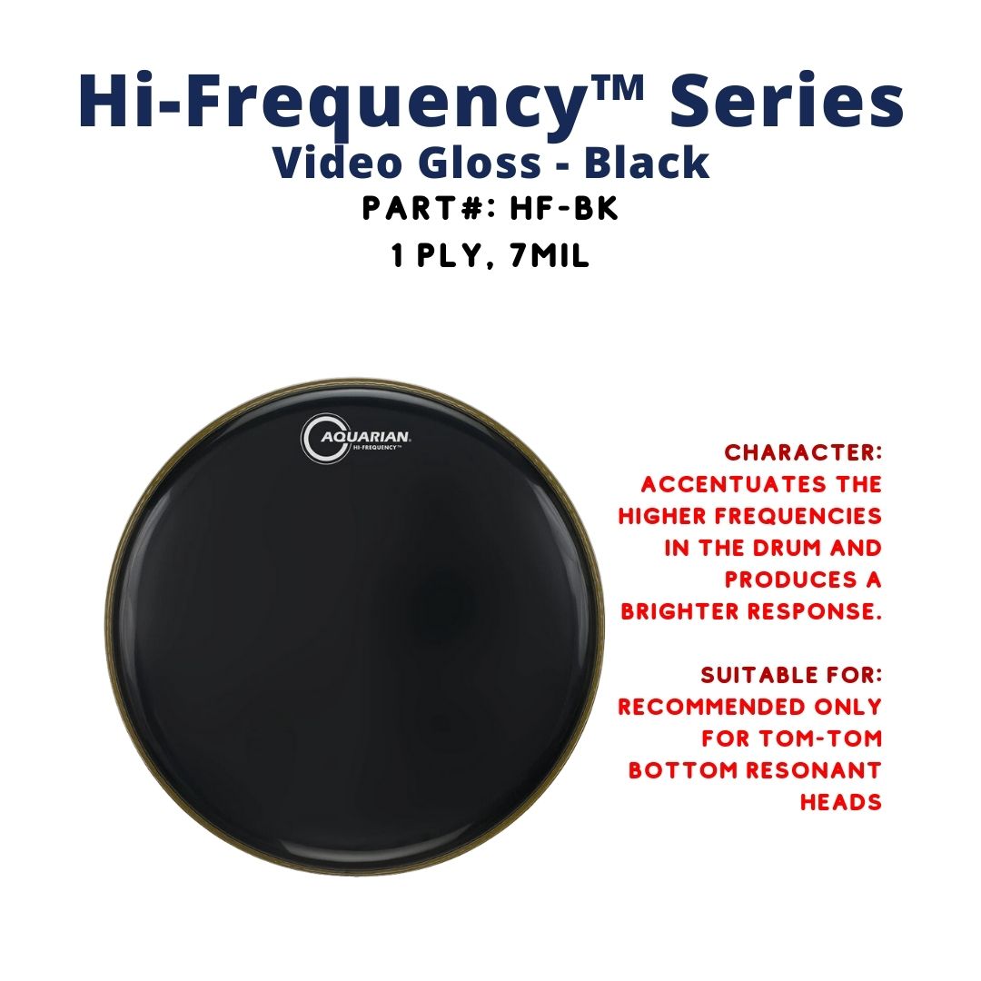 Aquarian HFBK Hi Frequency Gloss Black 1ply 7mil Drum Head