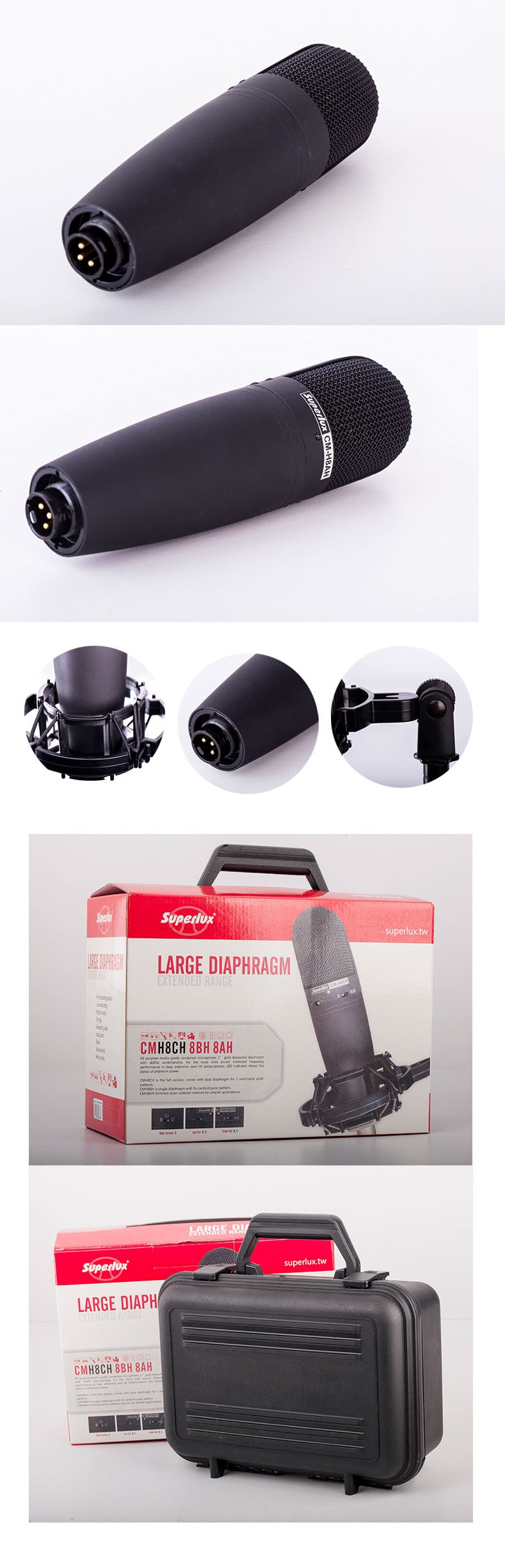 Superlux CMH8AH Large 1" diaphragm recording
Mic, internal low cut filter, smile curve freq. response |  SUPERLUX |  MICROPHONE-CONDENSER |  Zoso Music