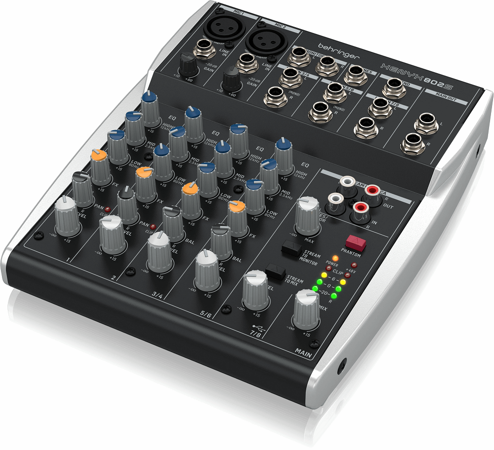 Behringer XENYX 802S Premium Analog 8-Input Mixer with USB Audio Streaming Interface