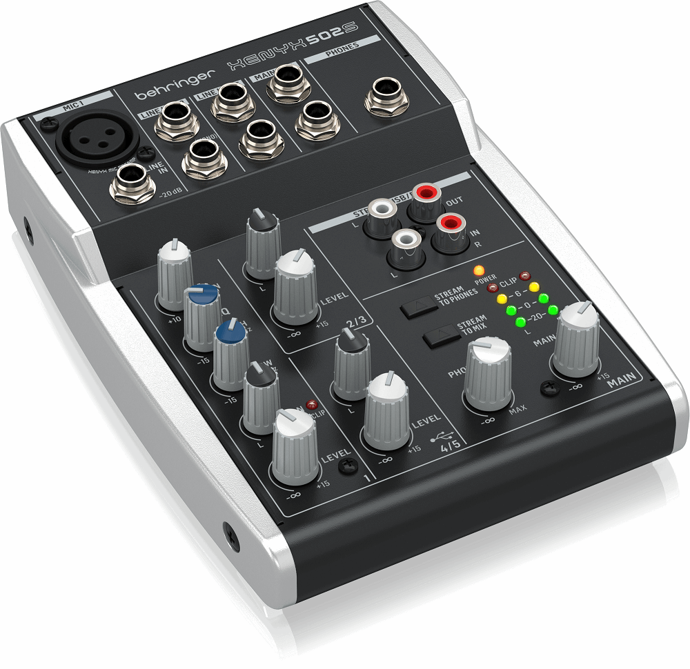Behringer XENYX 502S Premium Analog 5-Input Mixer with USB Audio Streaming Interface