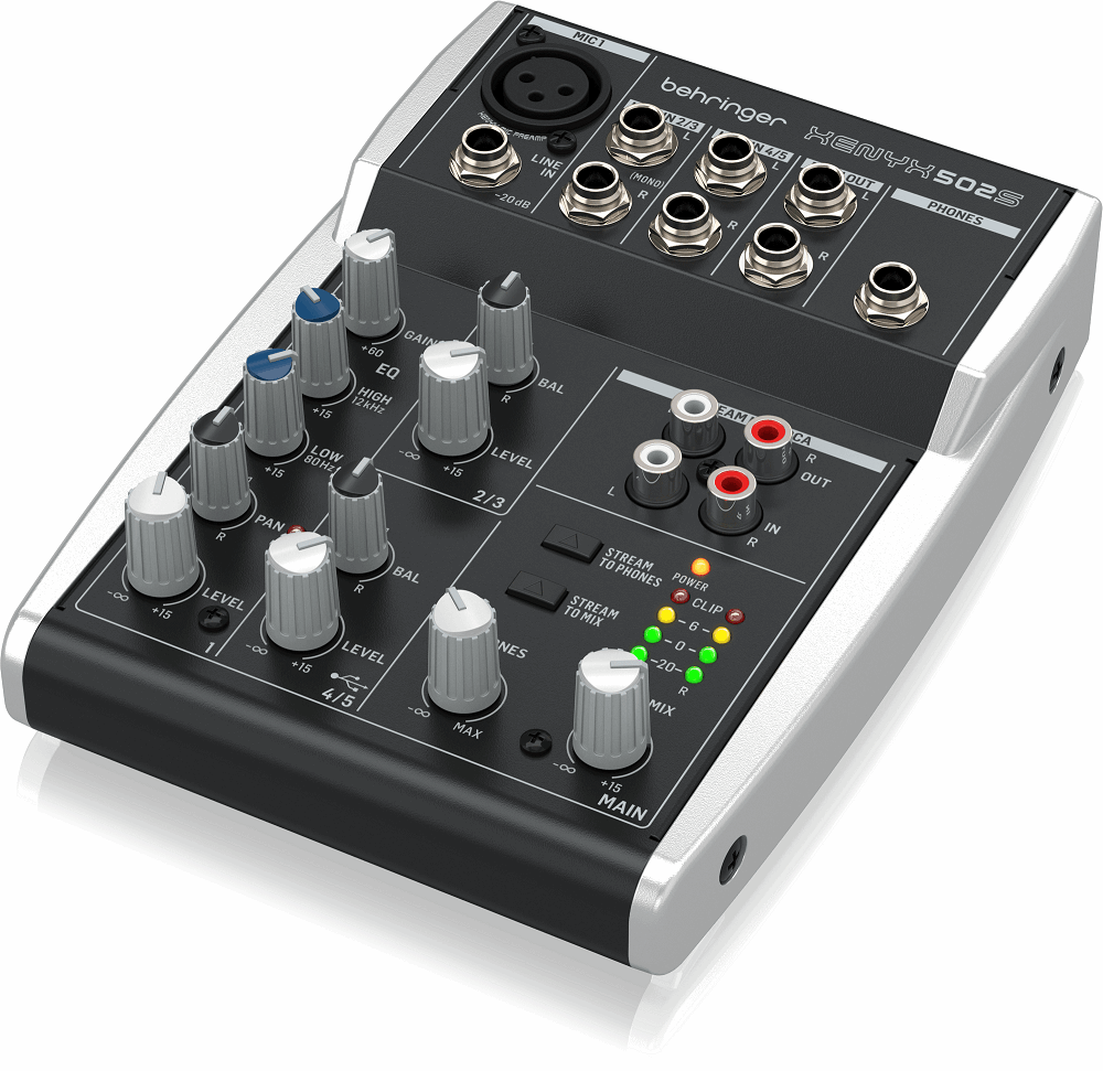 Behringer XENYX 502S Premium Analog 5-Input Mixer with USB Audio Streaming Interface