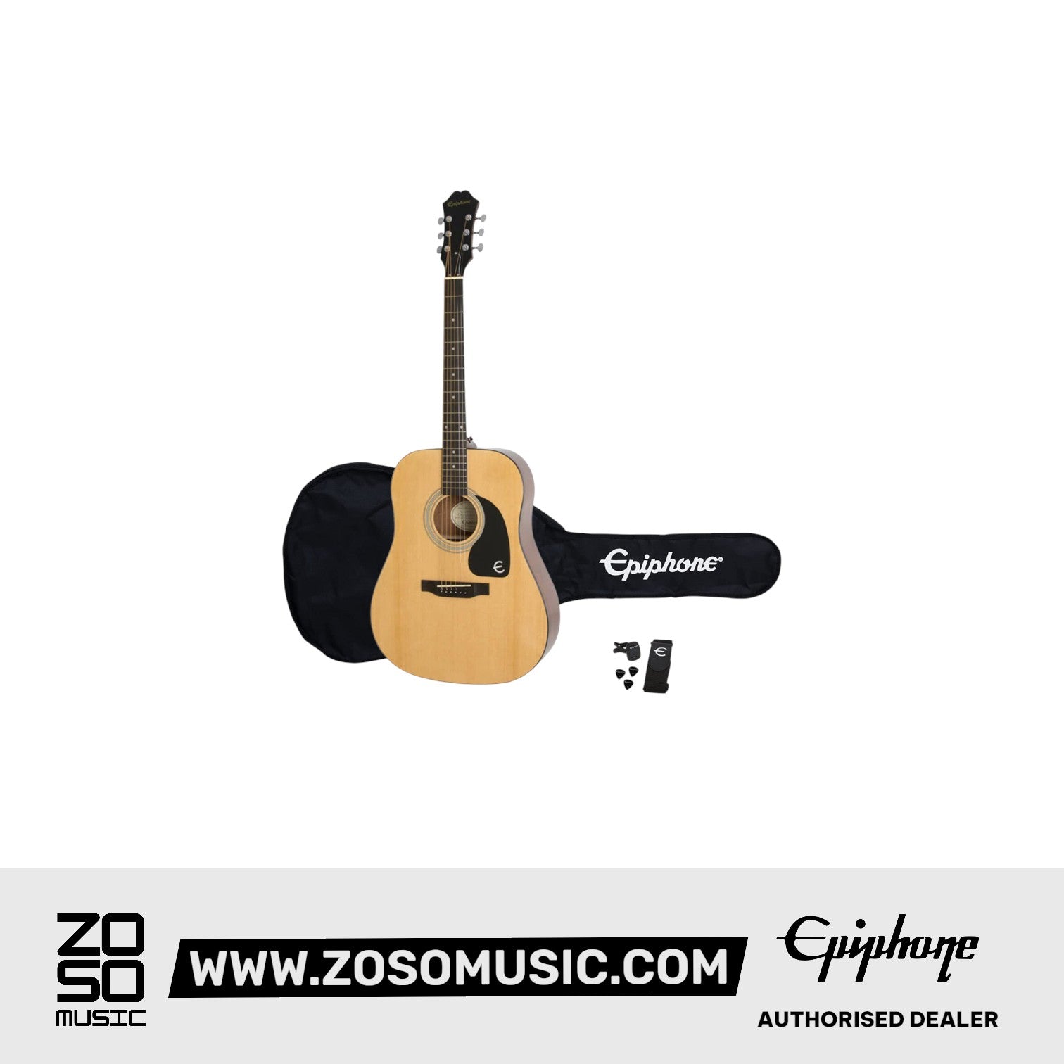 Epiphone PPAG-EA10NANH1 Songmaker Acoustic Guitar Player Pack - Natural |  EPIPHONE |  ACOUSTIC GUITAR |  Zoso Music