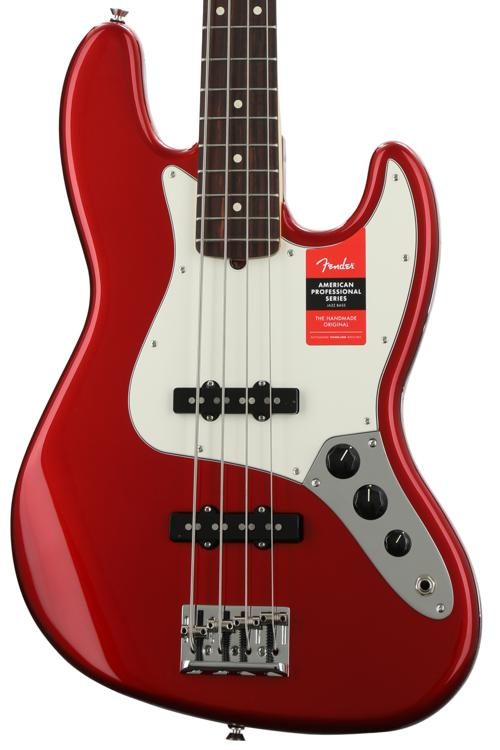Fender American Professional Jazz Bass Guitar, RW FB, Candy Apple Red