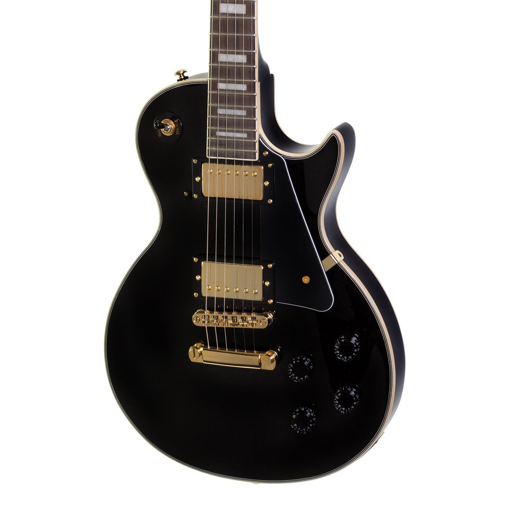 J&D DLC Les Paul Custom Style Electric Guitar, Black