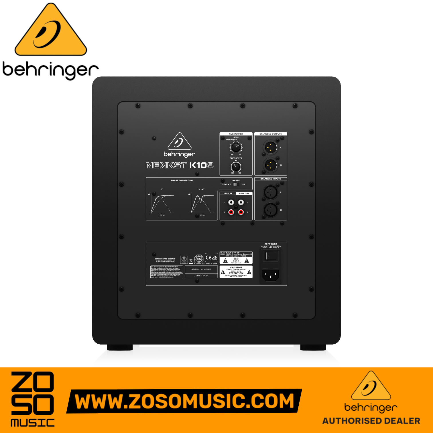 Behringer Nekkst K10S 10" Powered Studio Subwoofer | BEHRINGER , Zoso Music