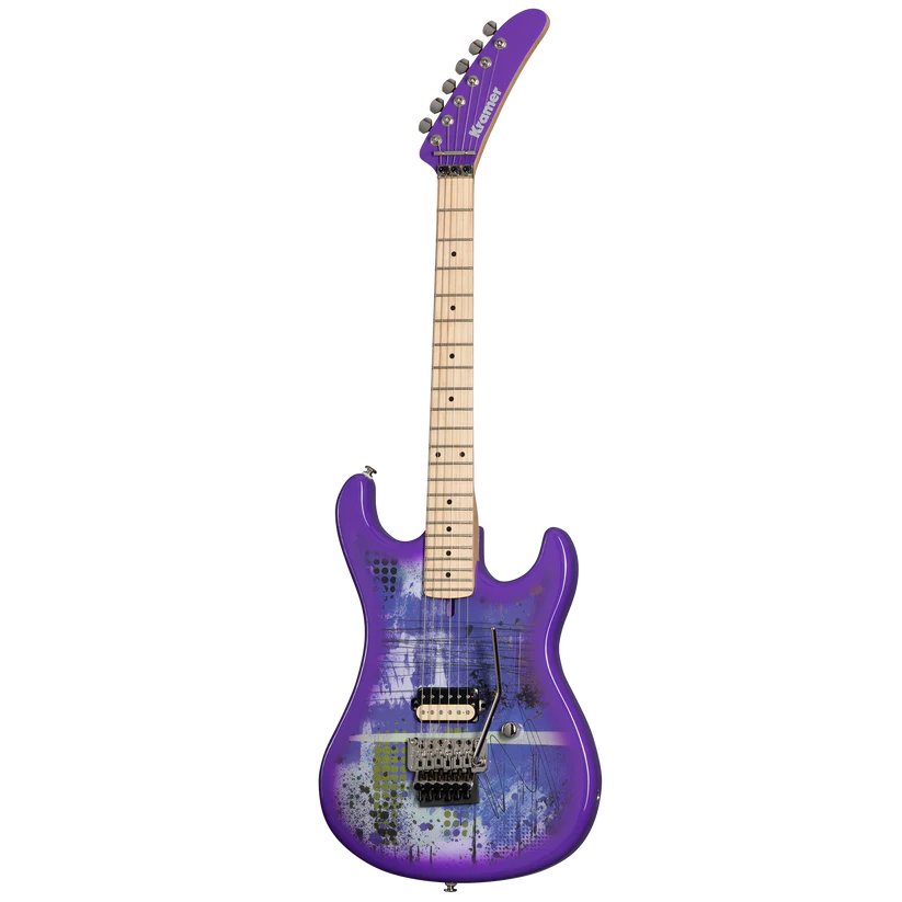 Kramer 84 Purple Splatter Electric Guitar with Premium Gig Bag - Shockwave with Purple Splatter |  KRAMER |  ELECTRIC GUITAR |  Zoso Music
