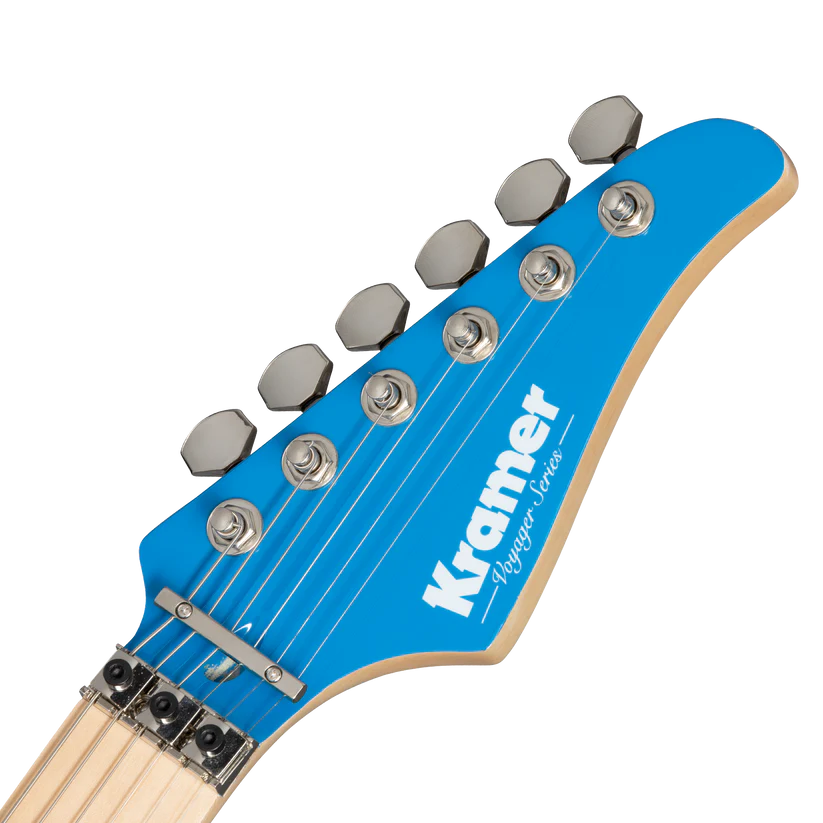 Kramer Voyager Old School Electric Guitar with Premium Gig Bag - Alpine White with Blue Checkers |  KRAMER |  ELECTRIC GUITAR |  Zoso Music