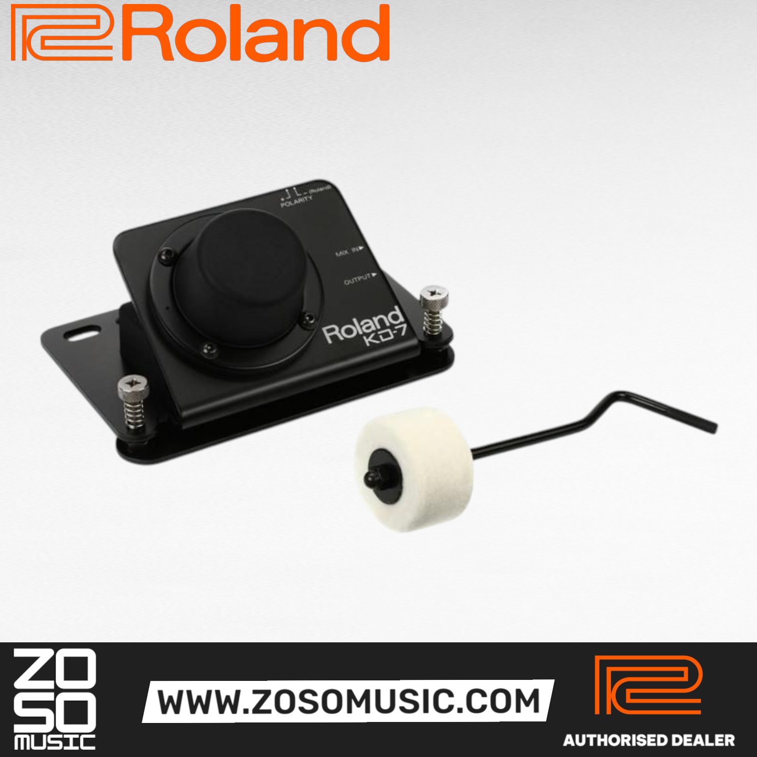 Roland KD-7 Kick Trigger with KDB7 Beater |  ROLAND |  DRUM-TRIGGER |  Zoso Music
