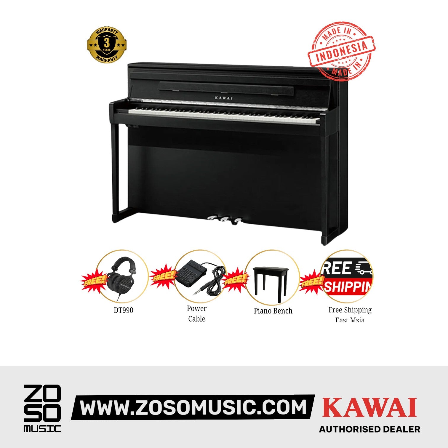 Kawai CA901 88-key Wooden-key Digital Piano - Premium Satin Black |  KAWAI |  PIANO-DIGITAL |  Zoso Music