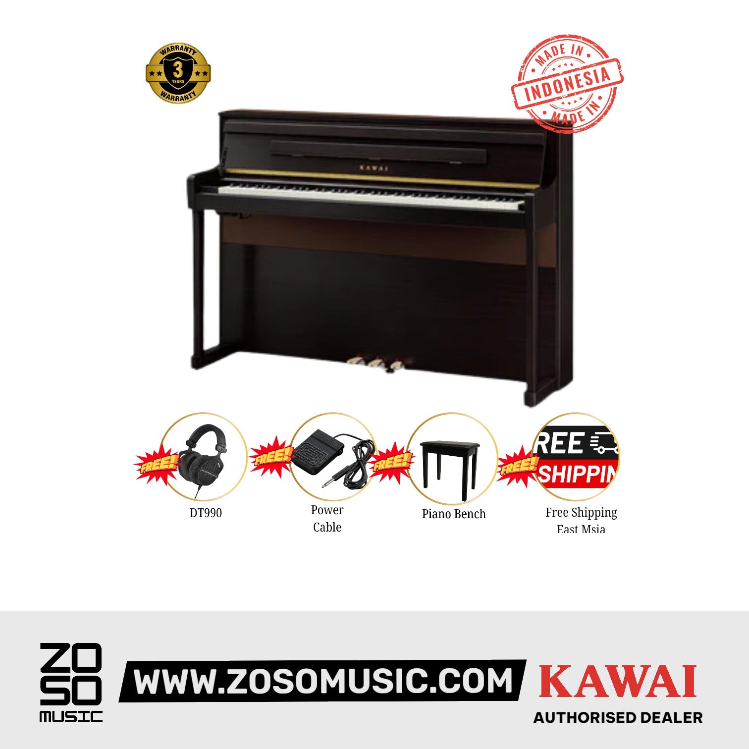 Kawai CA901 88-key Wooden-key Digital Piano - Premium Rosewood |  KAWAI |  PIANO-DIGITAL |  Zoso Music