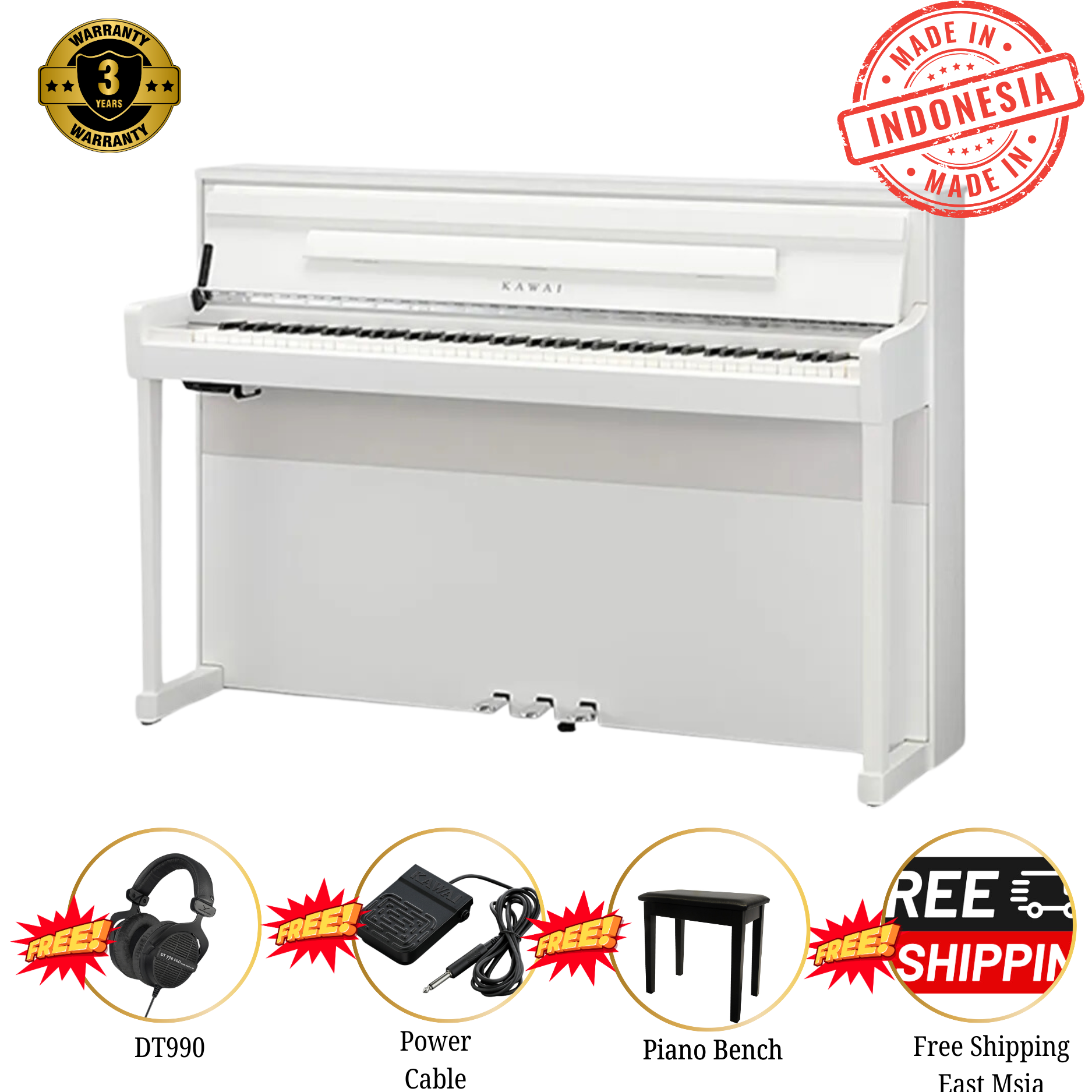 Kawai CA901 88-key Wooden-key Digital Piano - White
