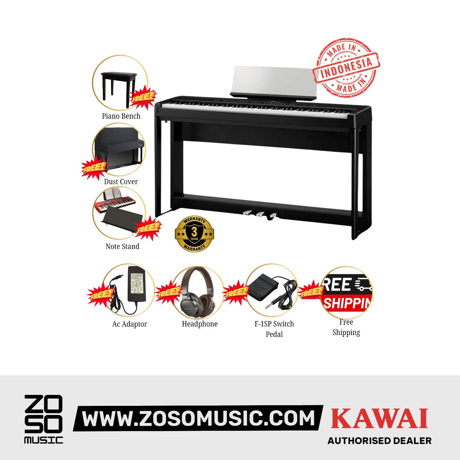 Kawai ES-920 Portable Digital Home Piano - Black |  KAWAI |  PIANO-DIGITAL |  Zoso Music