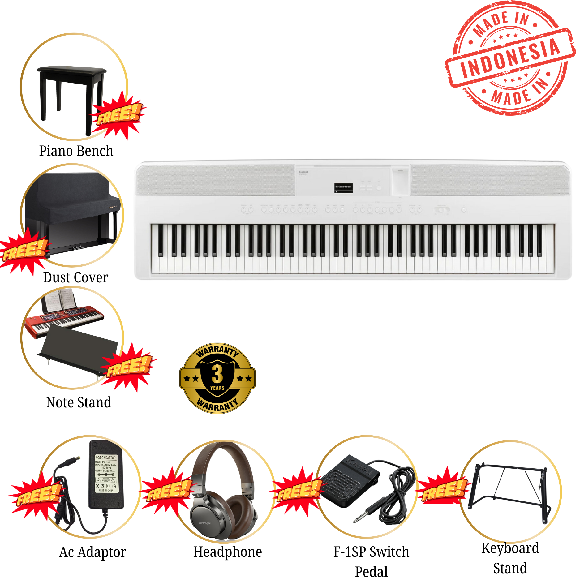 Kawai ES-920 Portable Digital Piano - White