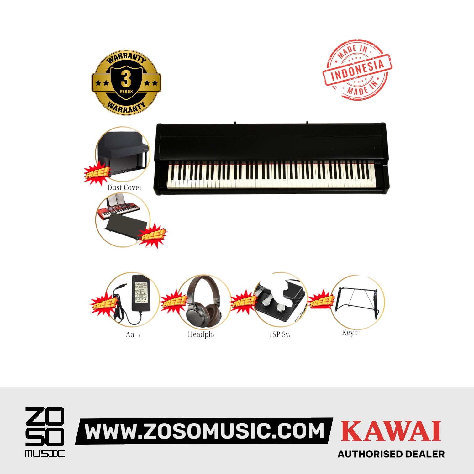 Kawai VPC1 88-key Virtual Piano Controller Midi Controller Keyboard |  KAWAI |  MIDI CONTROLLER |  Zoso Music