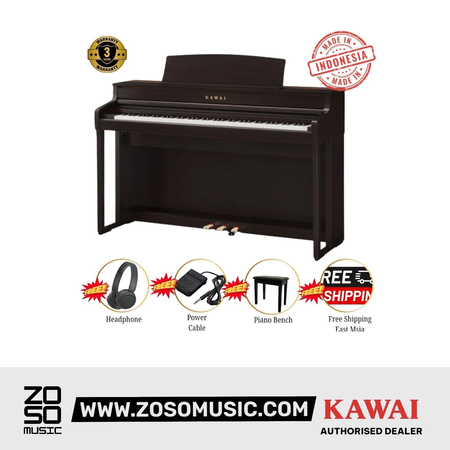 Kawai CA401 88-key Digital Piano - Premium Rosewood |  KAWAI |  PIANO-DIGITAL |  Zoso Music