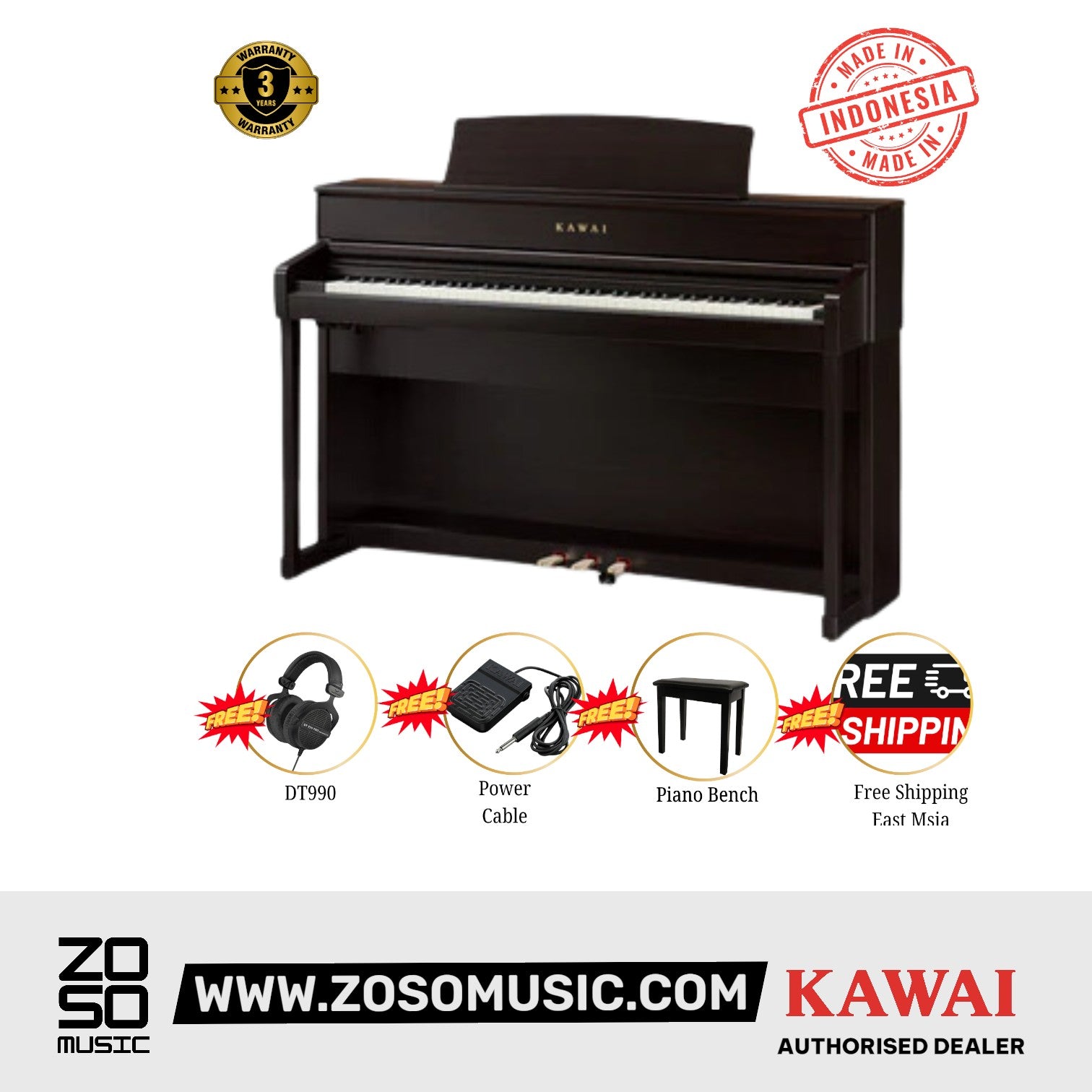 Kawai CA701 88-key Digital Piano - Premium Rosewood |  KAWAI |  PIANO-DIGITAL |  Zoso Music