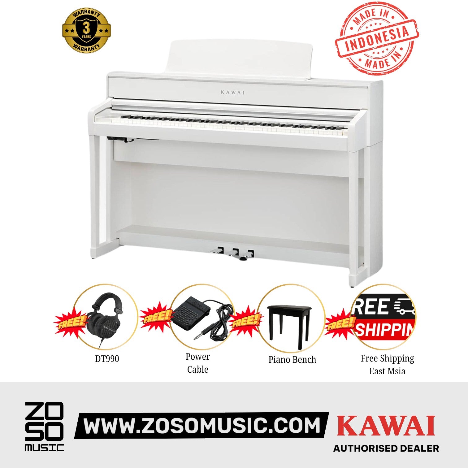 Kawai CA701 88-key Digital Piano - White |  KAWAI |  PIANO-DIGITAL |  Zoso Music