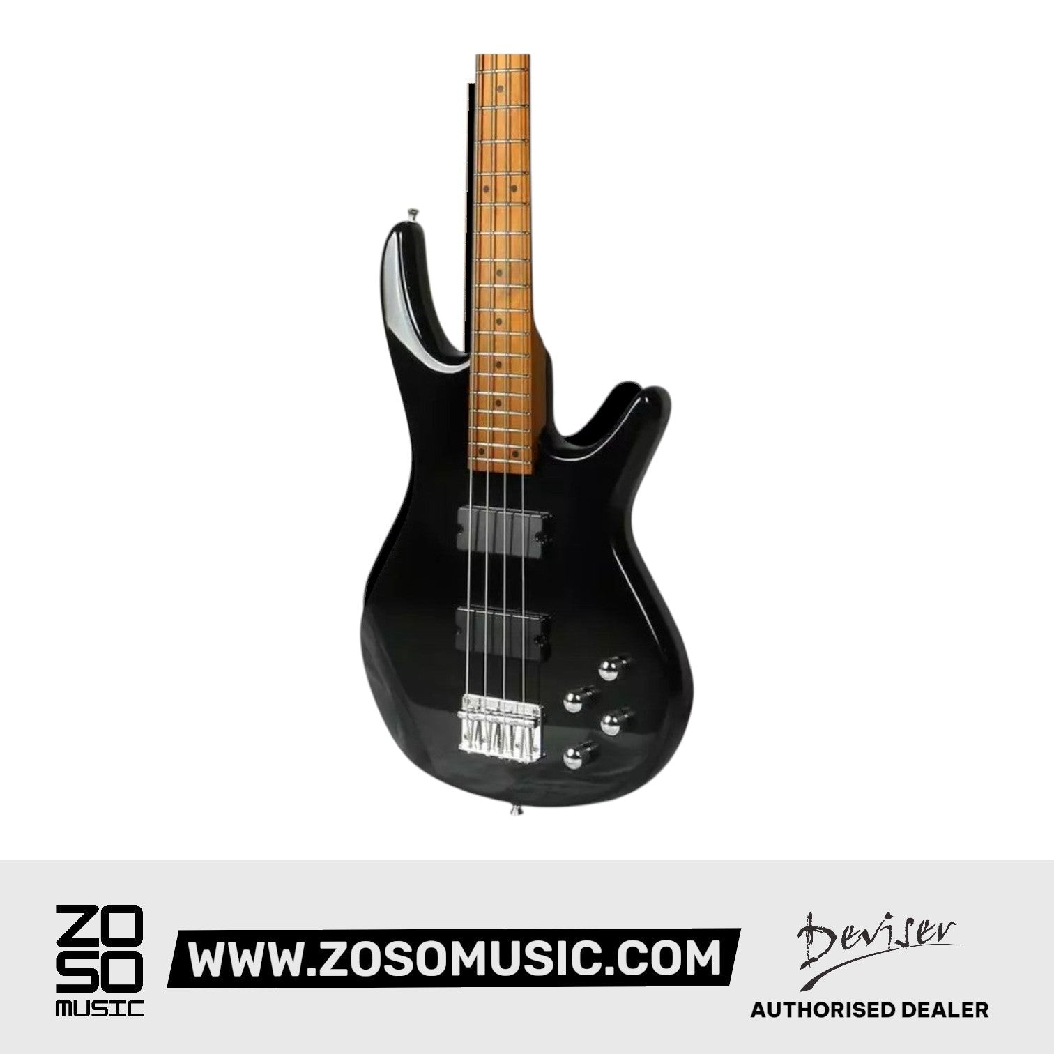 Deviser L-B3-4-BK Bass Guitar, Black |  DEVISER |  BASS GUITAR |  Zoso Music