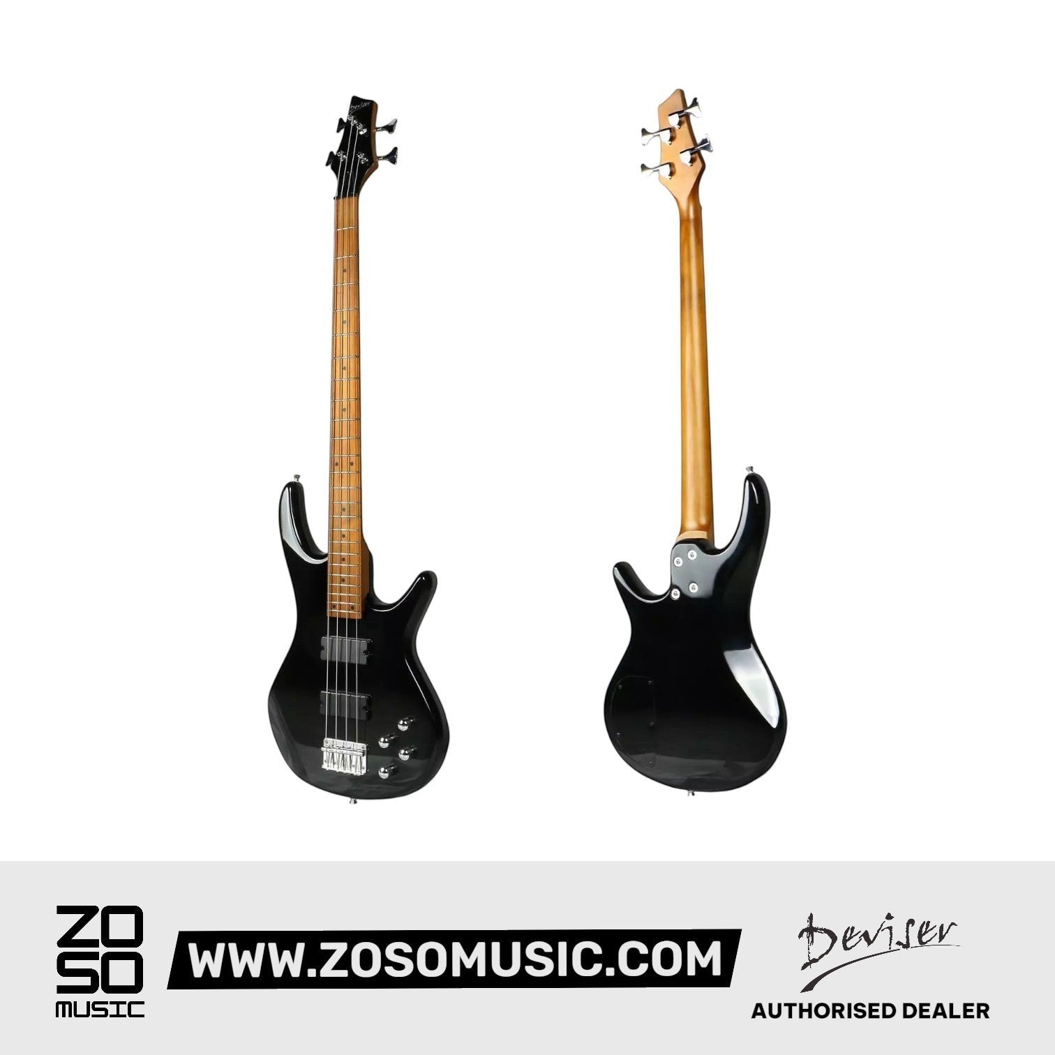 Deviser L-B3-4-BK Bass Guitar, Black |  DEVISER |  BASS GUITAR |  Zoso Music