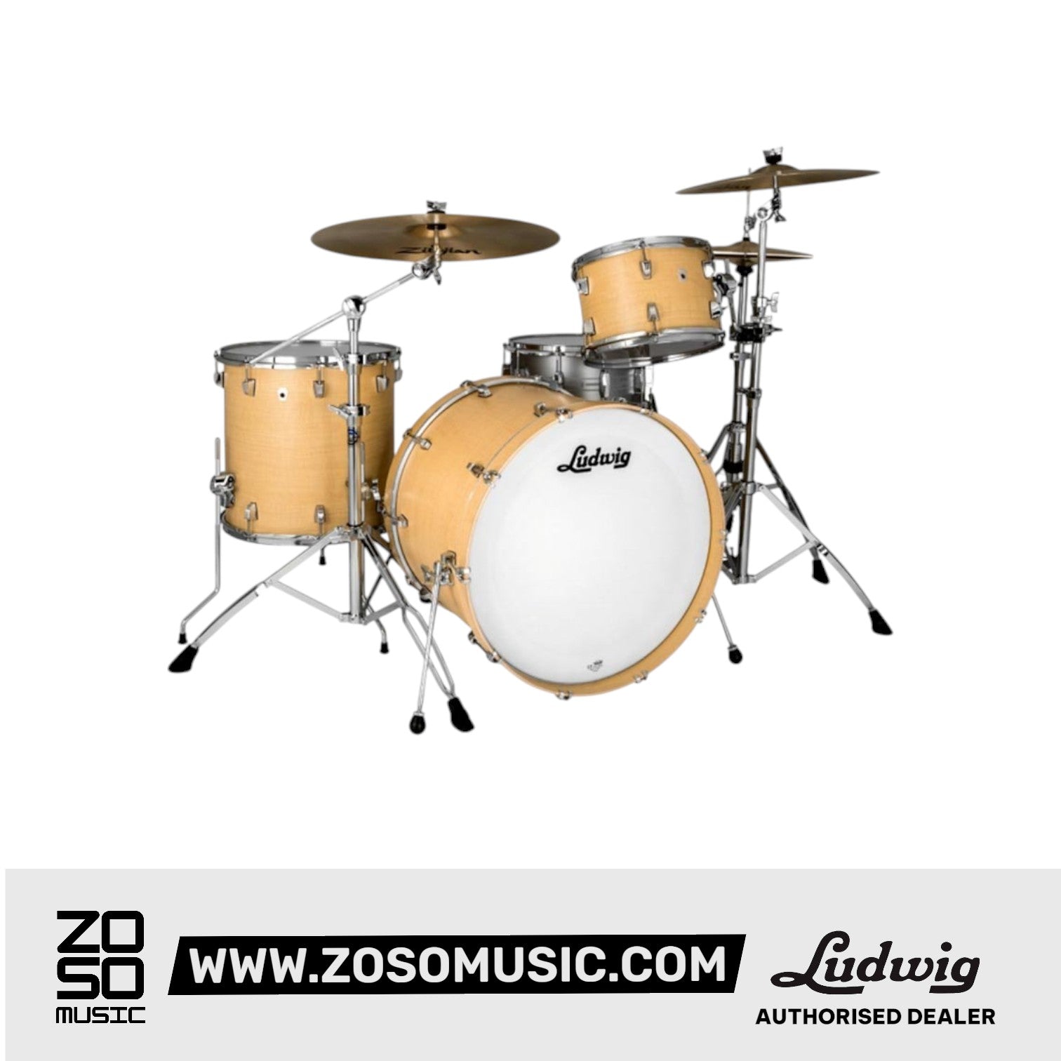 Ludwig L26223TX3Q Neusonic 3-Piece Shell Pack (22B+12T+16F), Sugar Maple |  LUDWIG |  DRUM-ACOUSTIC |  Zoso Music