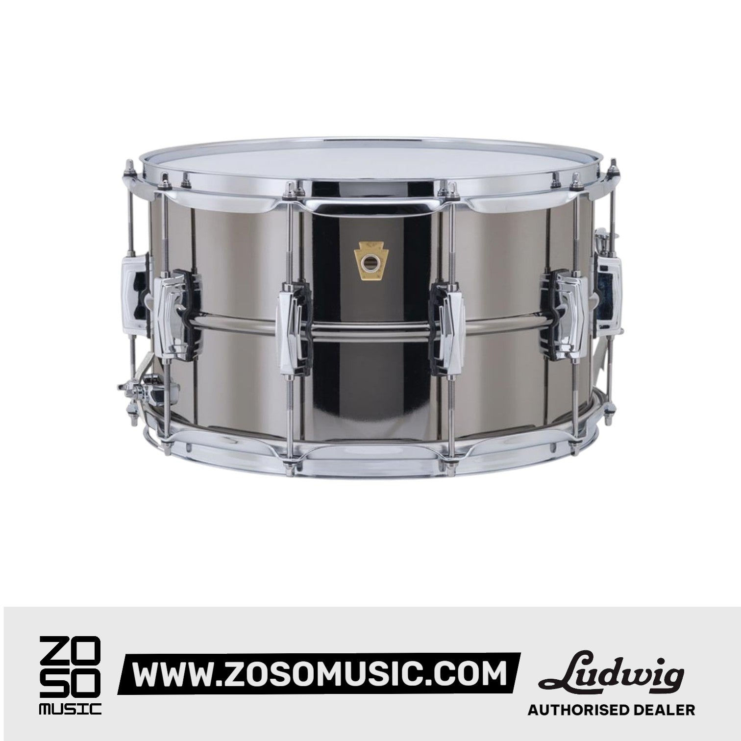 Ludwig LB408 8x14inch Black Beauty Brass Snare Drum, Smooth Shell, Imperial Lugs |  LUDWIG |  DRUM-SNARE DRUM |  Zoso Music