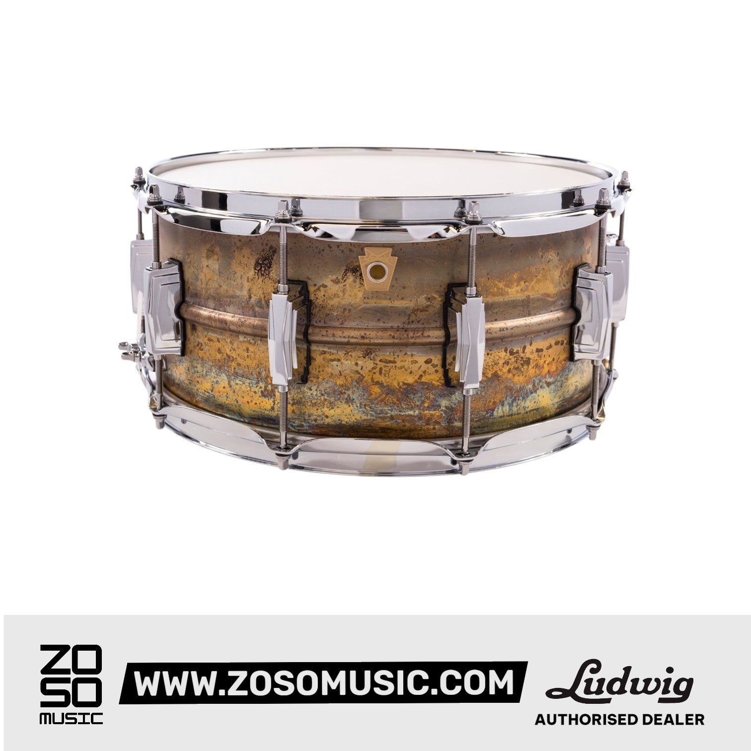 Ludwig LB464R 6.5x14inch Raw Brass Phonic Snare Drum |  LUDWIG |  DRUM-SNARE DRUM |  Zoso Music