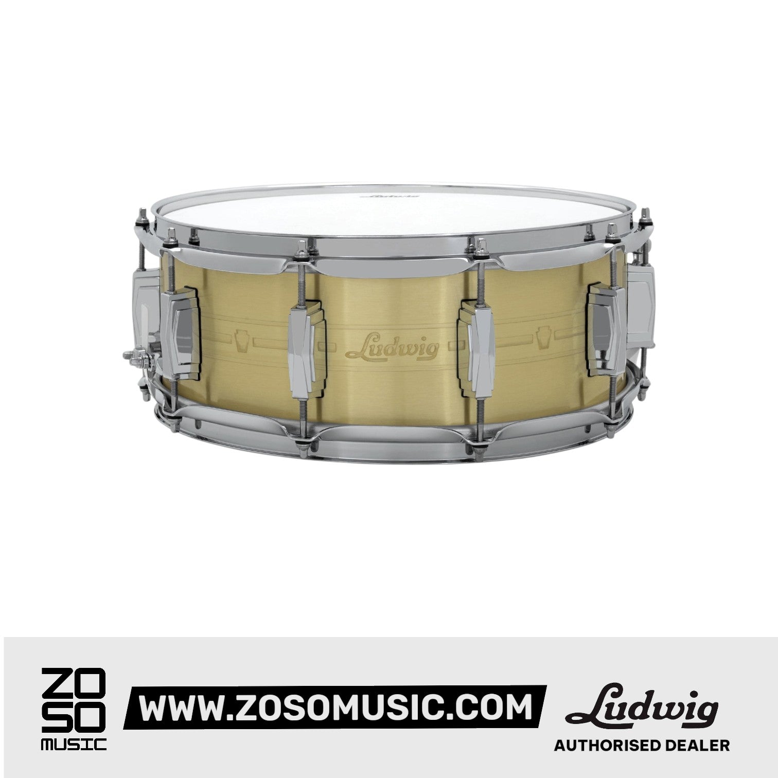 Ludwig LBR5514 5.5x14inch Heirloom Brass Snare Drum |  LUDWIG |  DRUM-SNARE DRUM |  Zoso Music